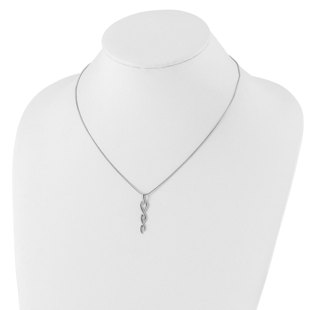 Sophia Jewelers Sterling Silver Diamond Twist Necklace with Rhodium Finish