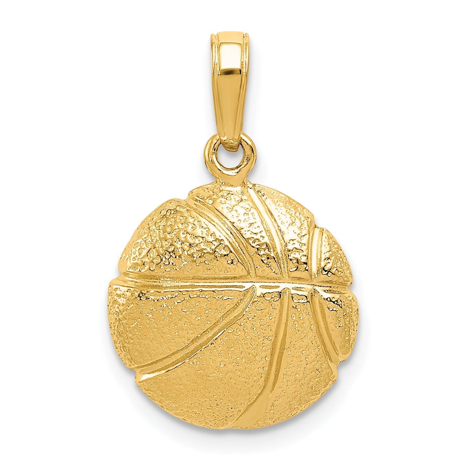 14K Gold Basketball Pendant for Men with Polished Textured Finish Main image