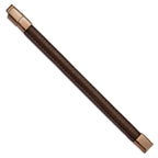 Stainless Steel Polished Rose IP Brown Leather with . ext Bracelet