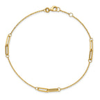 14K Paperclip Link 3-Station 9 inch Plus 0.5 inch Extender - Total 9.5 inch Anklet