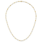 14k Two-tone Polished and Twisted Fancy Oval Links and Faceted Beads 18 inch Necklace
