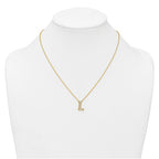 14k 1/4 carat Lab Grown Diamond VS+ F+ Complete Letter L 18 inch Initial Necklace