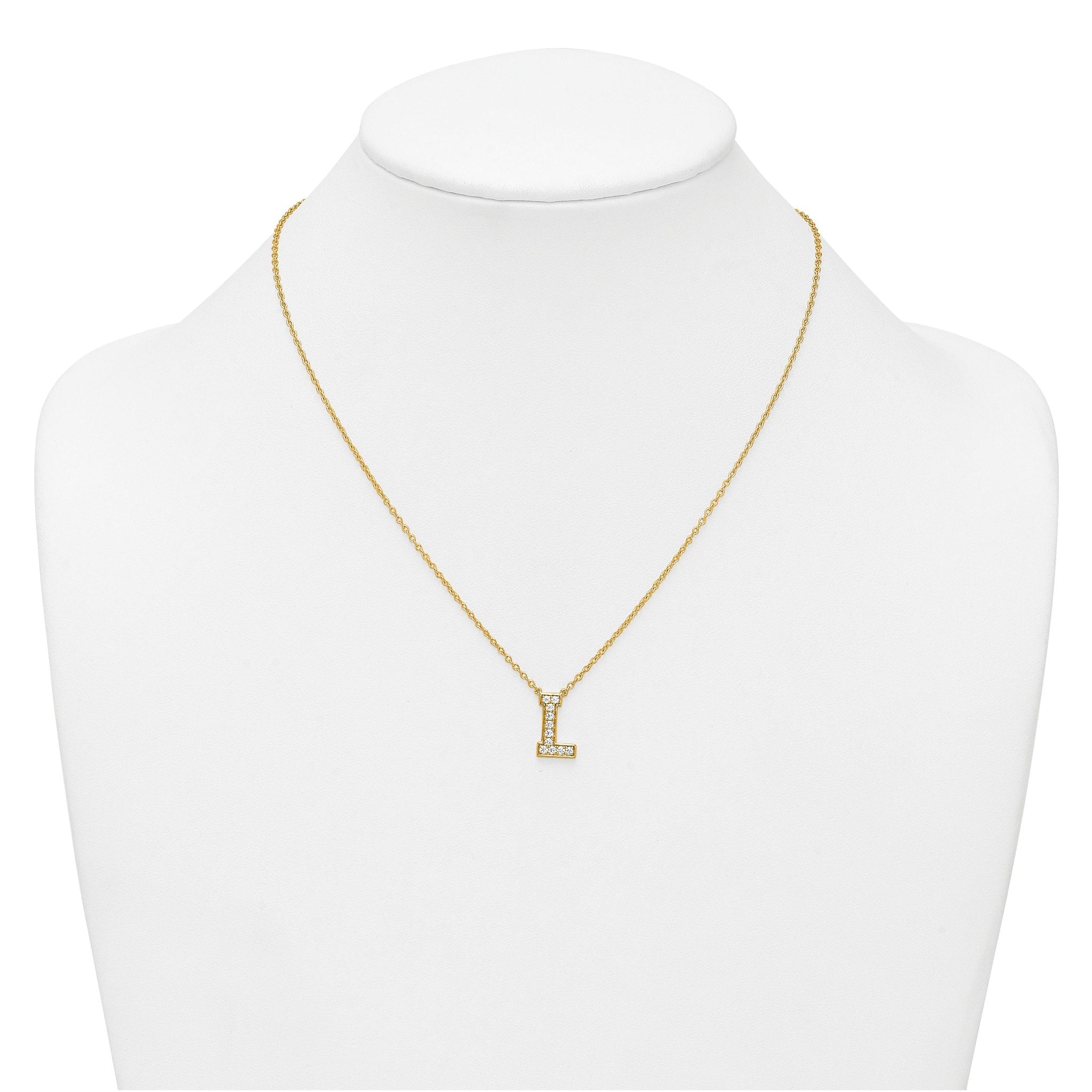 14k 1/4 carat Lab Grown Diamond VS+ F+ Complete Letter L 18 inch Initial Necklace