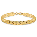 10K Polished and Brushed Fancy Link Bracelet
