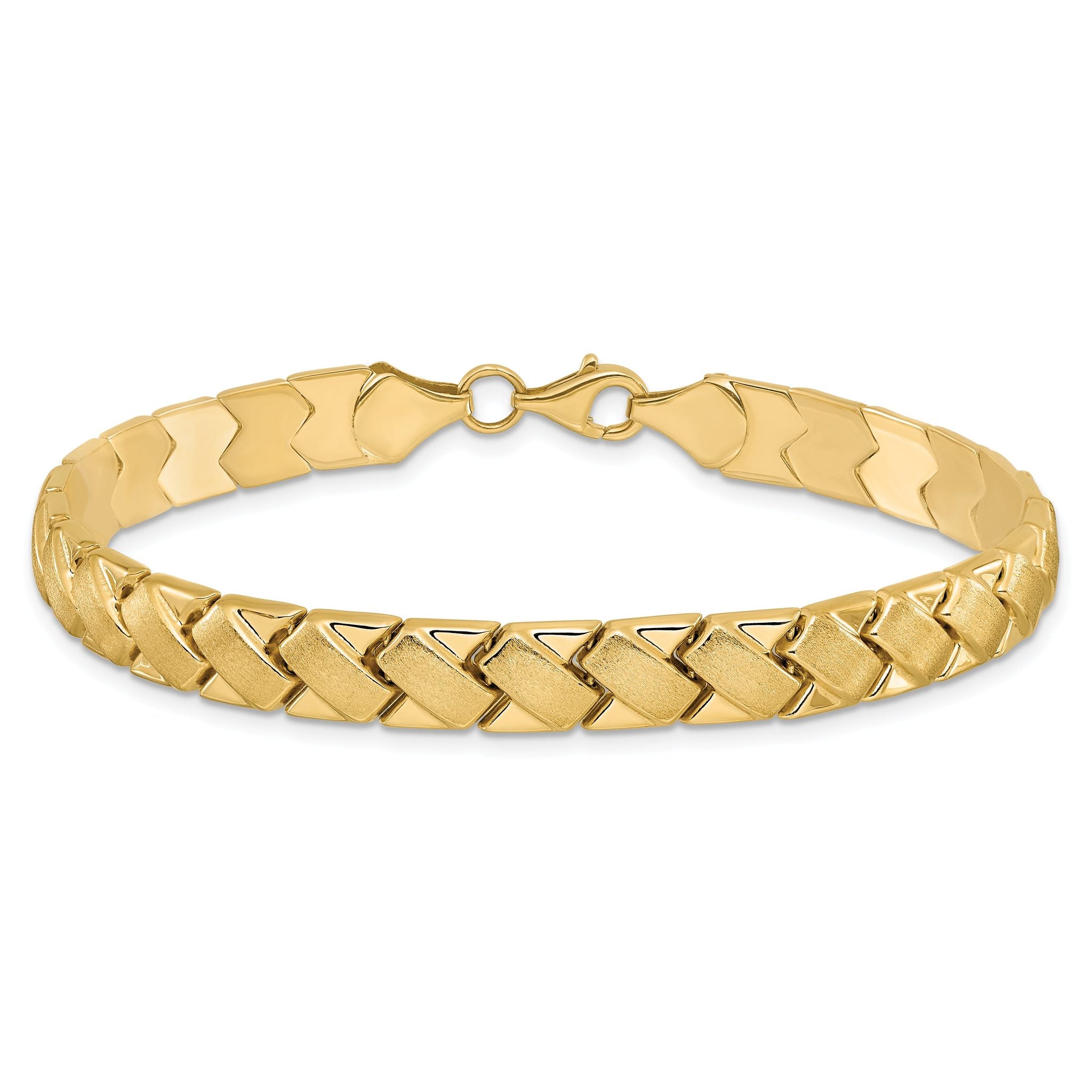 10K Polished and Brushed Fancy Link Bracelet