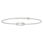 Sterling Silver CZ Safety Pin 9 Inch Plus 1 Inch Extender - Total 10 inch Anklet