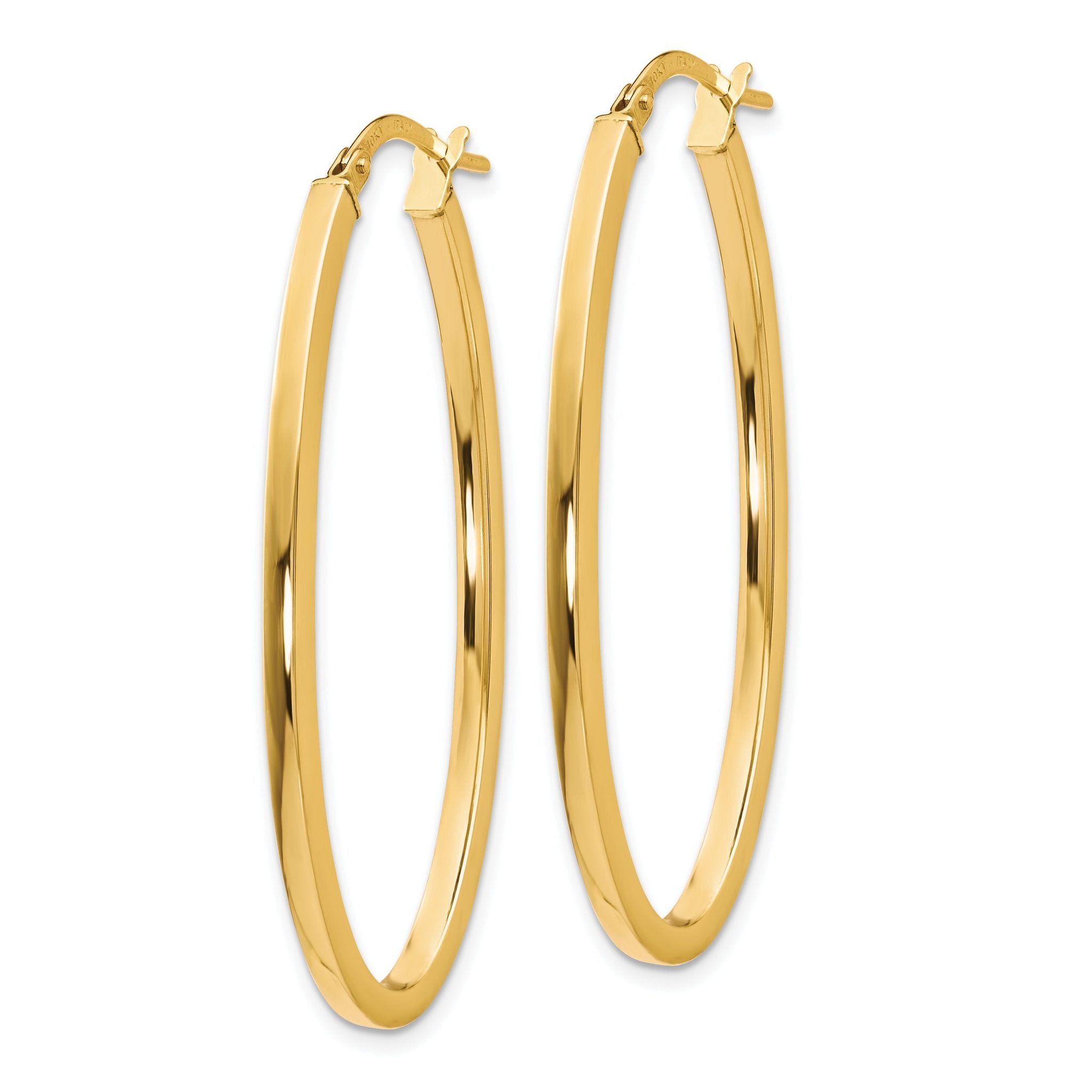 10K Gold Polished Oval Hoop Earrings with Hinged Closure Elegant & Lightweight Secondary image