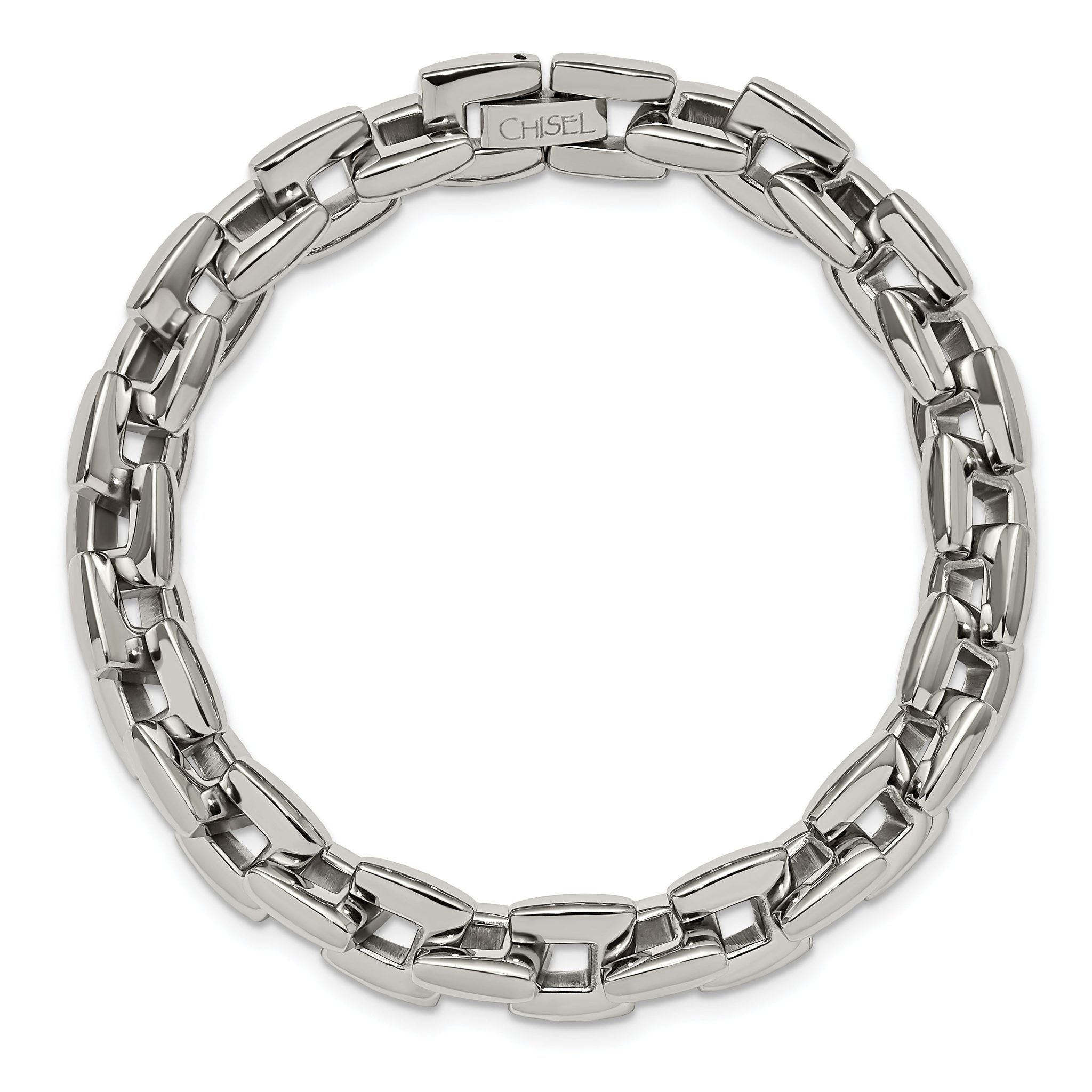 Stainless Steel Polished Square Link Bracelet for Men