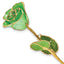 Peridot Green Lacquer Dipped Gold Trimmed with Glitter Real Rose