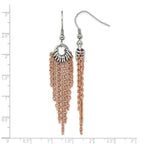 Stainless Steel Rose Gold-Tone Polished Drop Dangle Earrings for Women