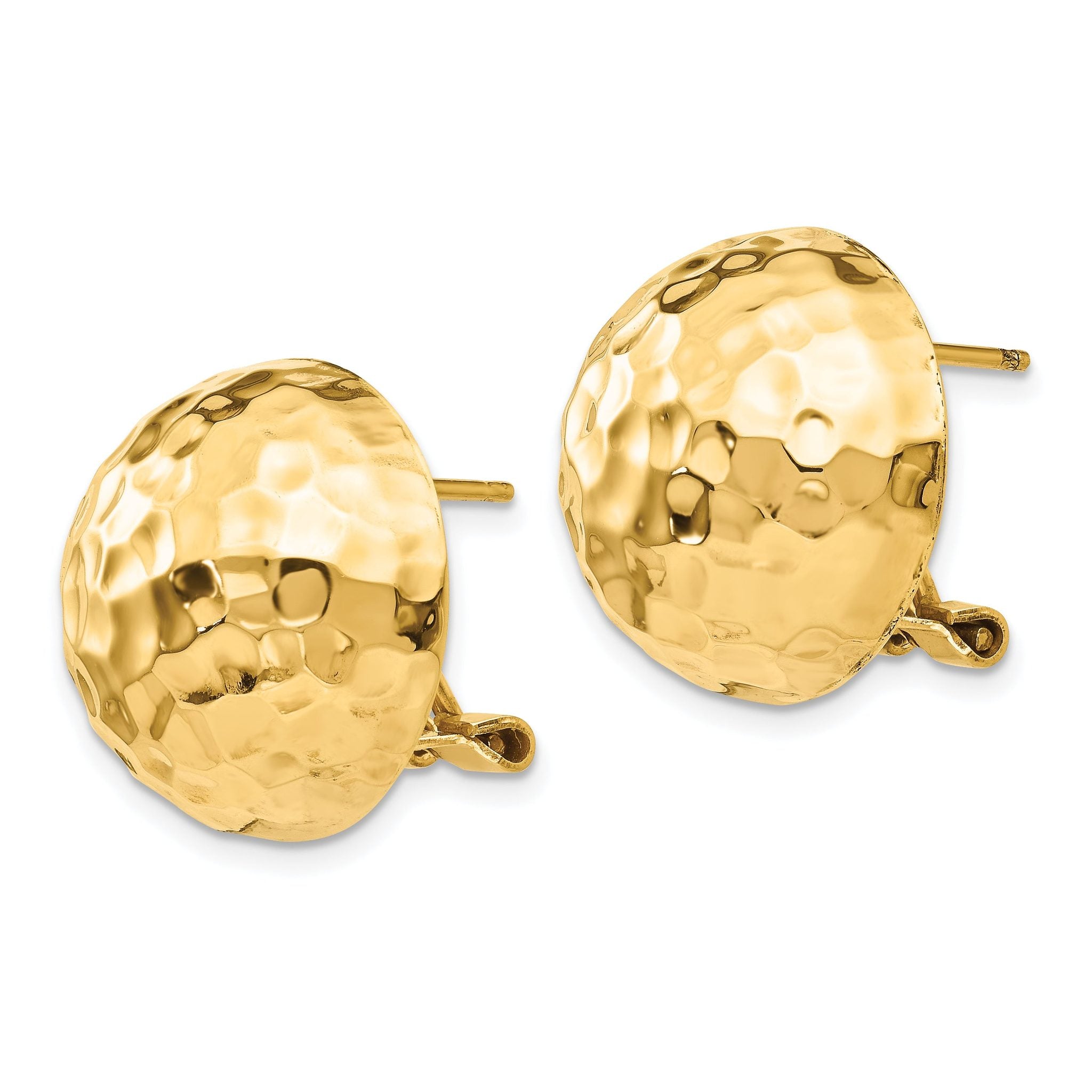14k Hammered Omega Back Post Earrings Secondary image