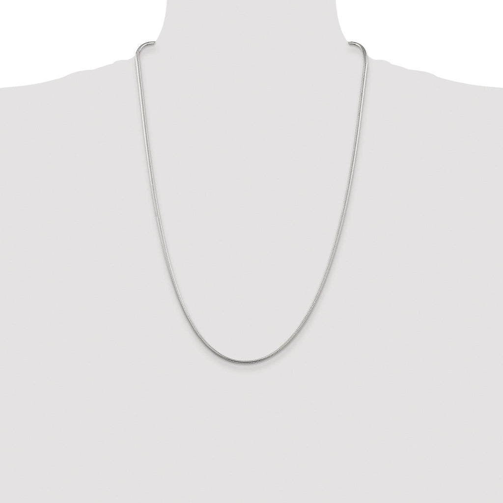 Polished Snake Chain Necklace in Sterling Silver, 2mm