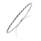 925 Sterling Silver Stackable Twisted Purple Enamel Bangle Bracelet