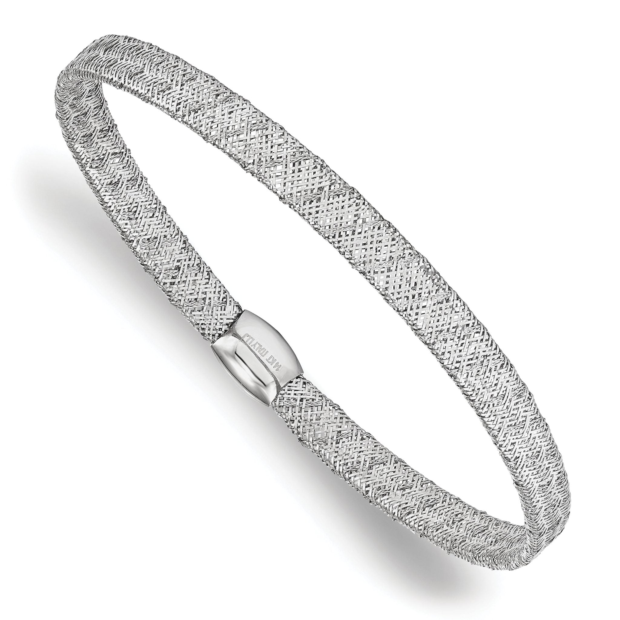 14K w/White Rhodium-Plated-plating Fancy Stretch Bangle Bracelet Main image