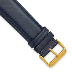 Navy Smooth Leather Watch Band with Gold-Tone Buckle, 18mm