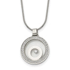 Floating CZ Glass Circle Necklace in Stainless Steel