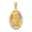 14K Gold Lady of Guadalupe Pendant with Rhodium Accents and Diamond-Cut Finish