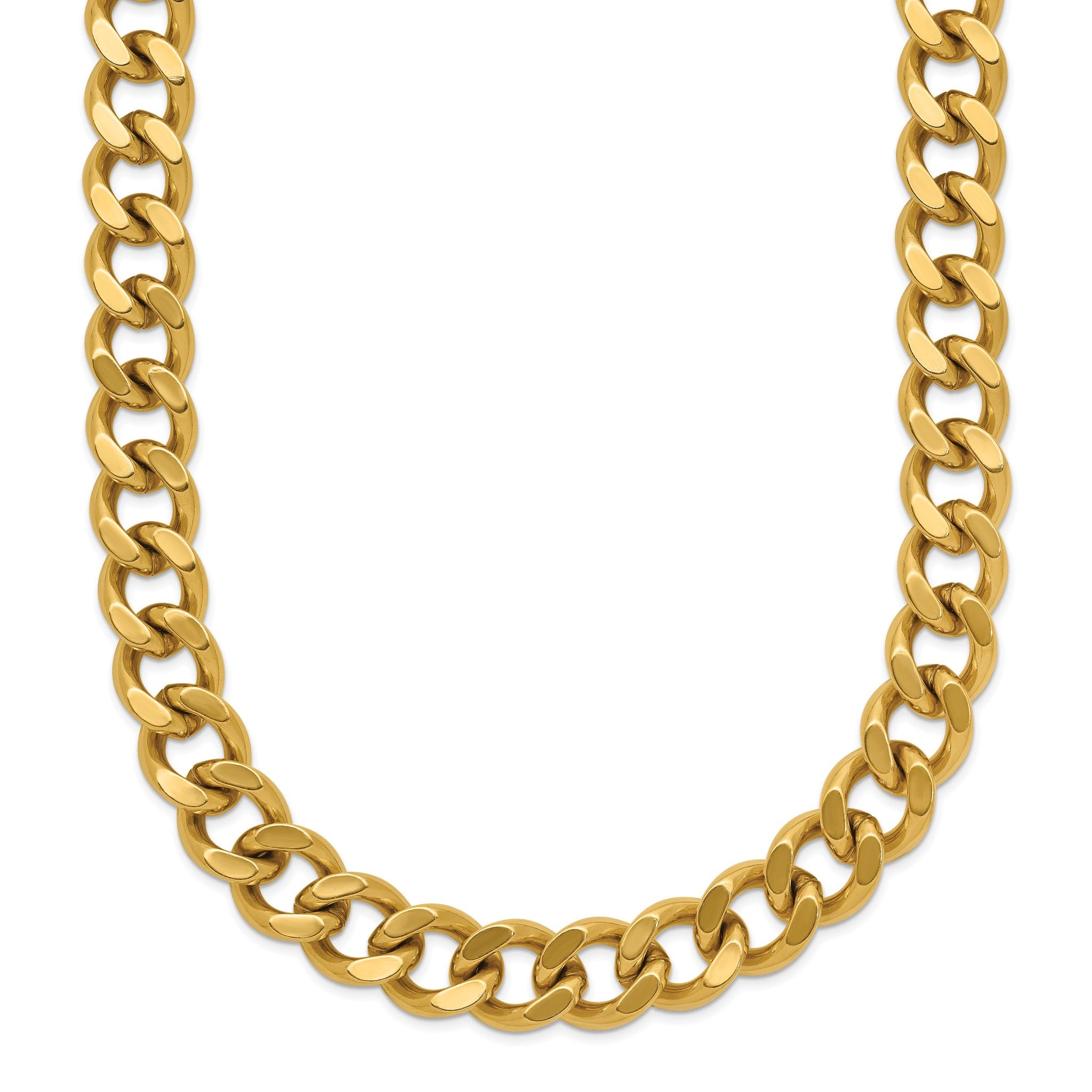 Chisel Stainless Steel Polished Yellow IP-plated 8mm 24 inch Curb Chain Necklace Main image