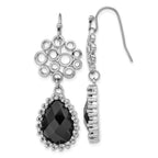 Stainless Steel Polished Teardrop Black Onyx Drop Dangle Earrings for Women