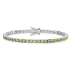Sterling Silver Rhodium-plated Peridot Bracelet