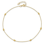 14K Diamond-cut Oval Beads 6-Station 10 inch Plus 1 inch Extender - Total 11 inch Anklet