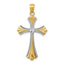 14K Gold Rhodium Diamond-Cut Budded Cross Pendant Elegant, Solid Design