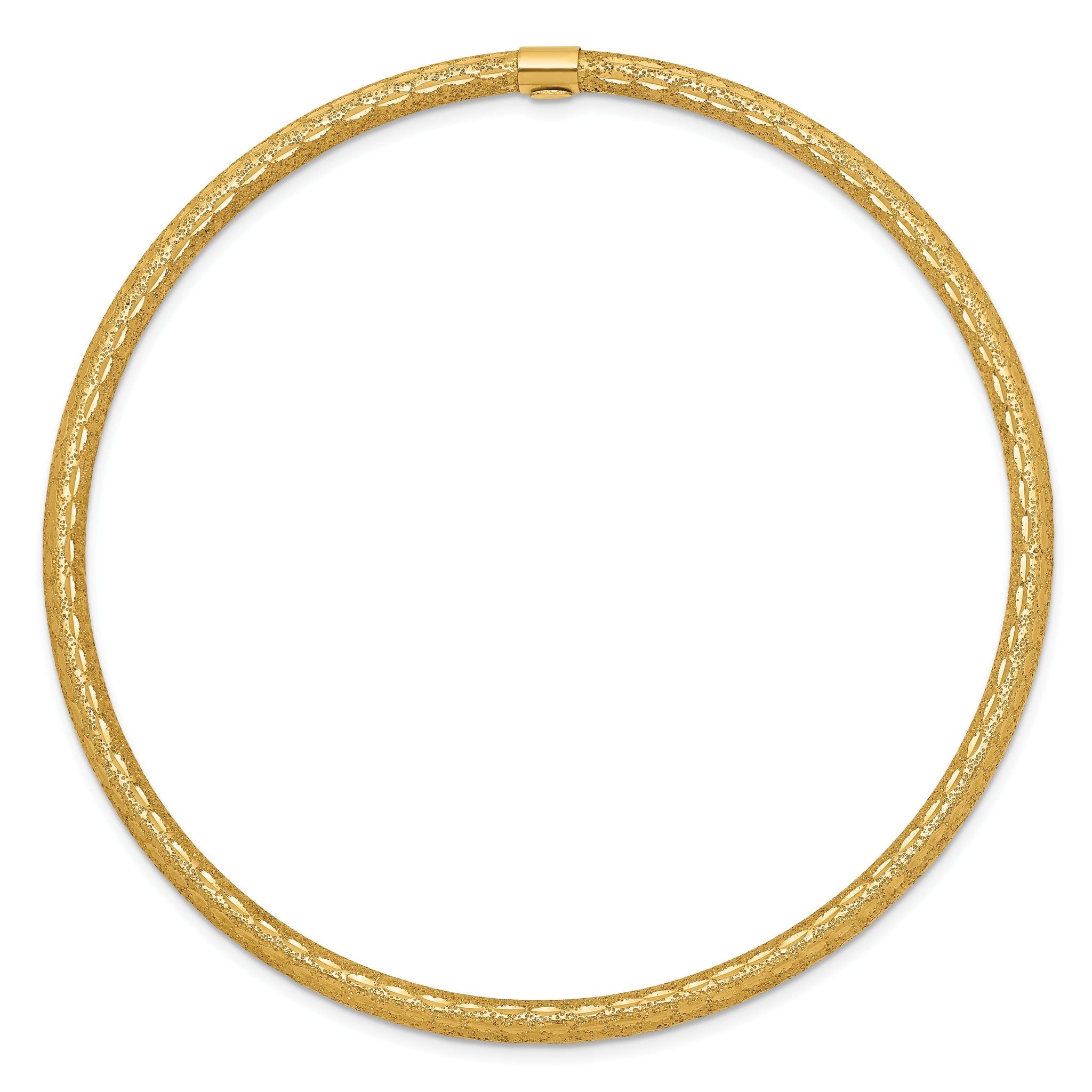 14k 3mm Satin Finish Diamon-cut Tube Slip-on Bangle Secondary image