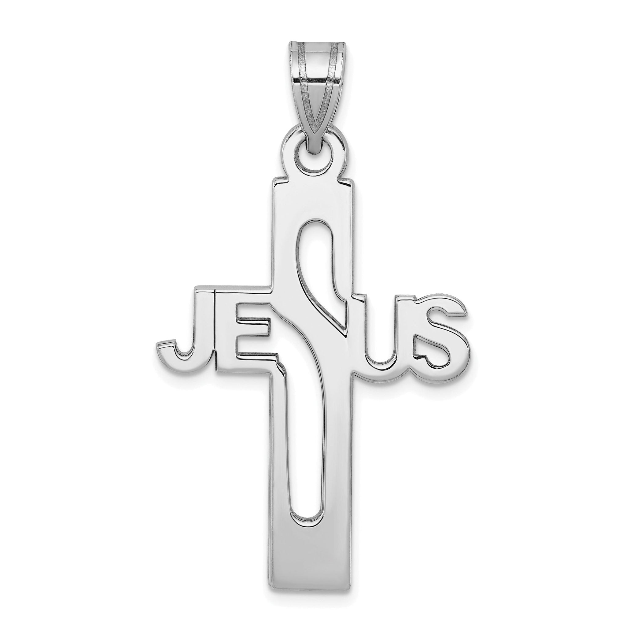 Sterling Silver 925 Extra Large Jesus Cross Pendant with Rhodium Elegance