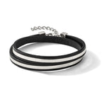 Stainless Steel Polished Italian Leather with ext Wrap Bracelet
