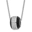Sterling Silver Black Enamel CZ Bead Necklace with Polished Finish