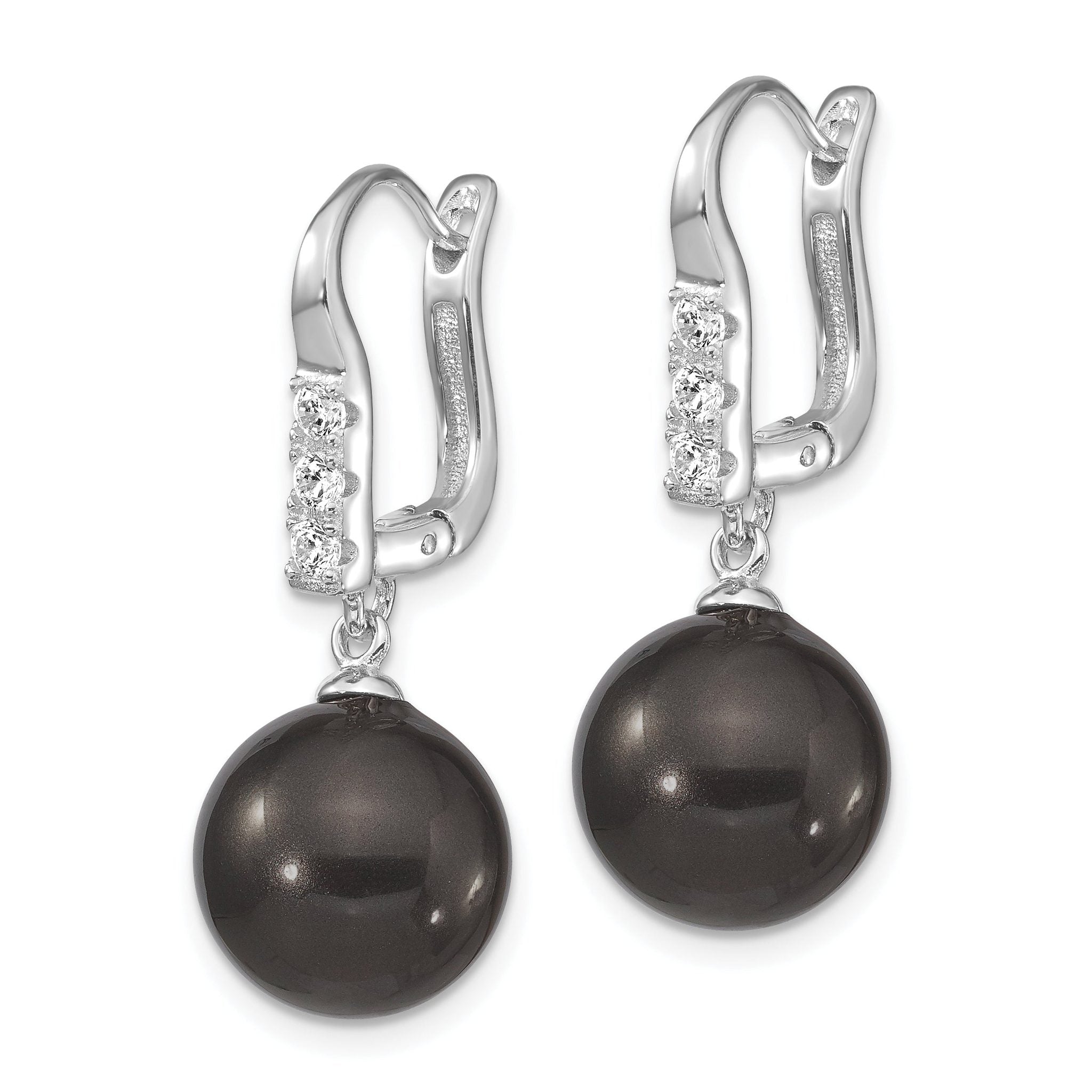 Sophia Jewelers Sterling Silver Black Shell Pearl Dangle Earrings Gift Ready Elegance Secondary image