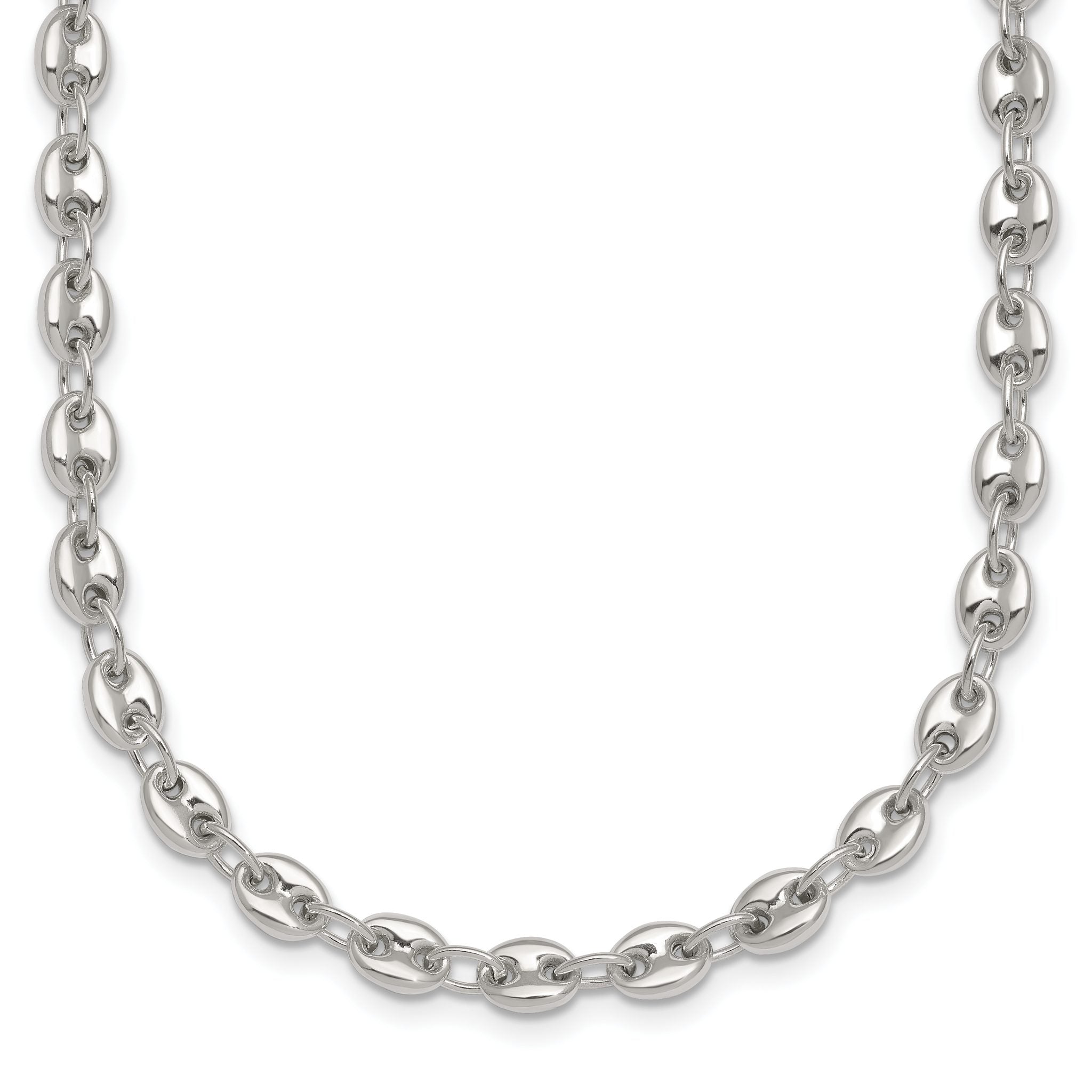 Sterling Silver Polished 4.8mm Puffed Mariner/Anchor Link 18 Inch Necklace