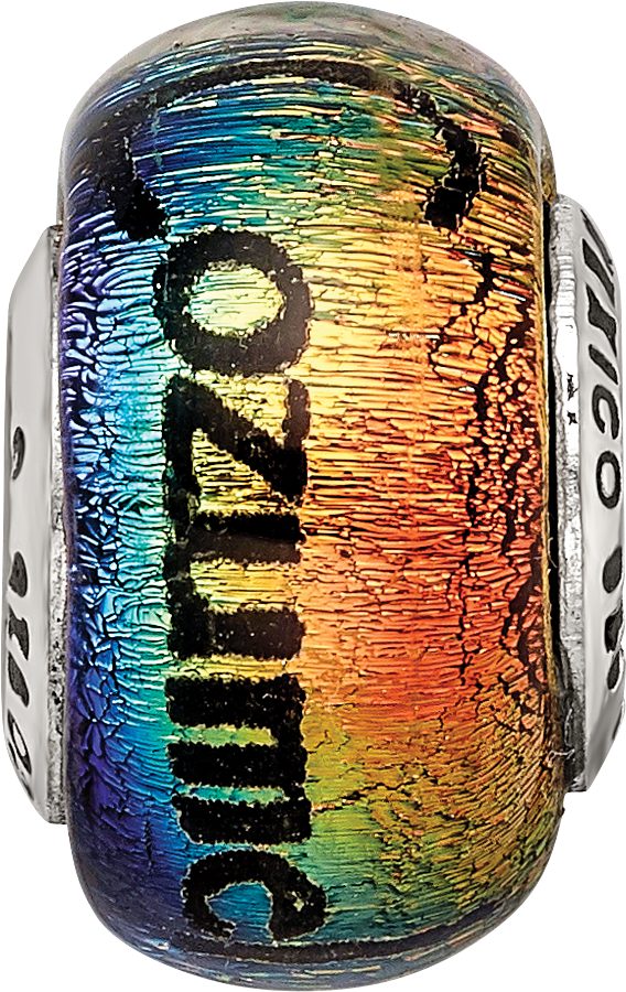 Sterling Silver 925 Cozumel Orange Dichroic Glass Bead Elegant Artisan Design