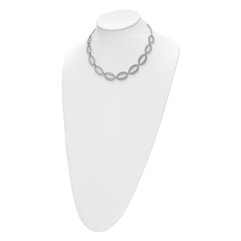 Laser-Cut Polished Necklace in Stainless Steel, 17in