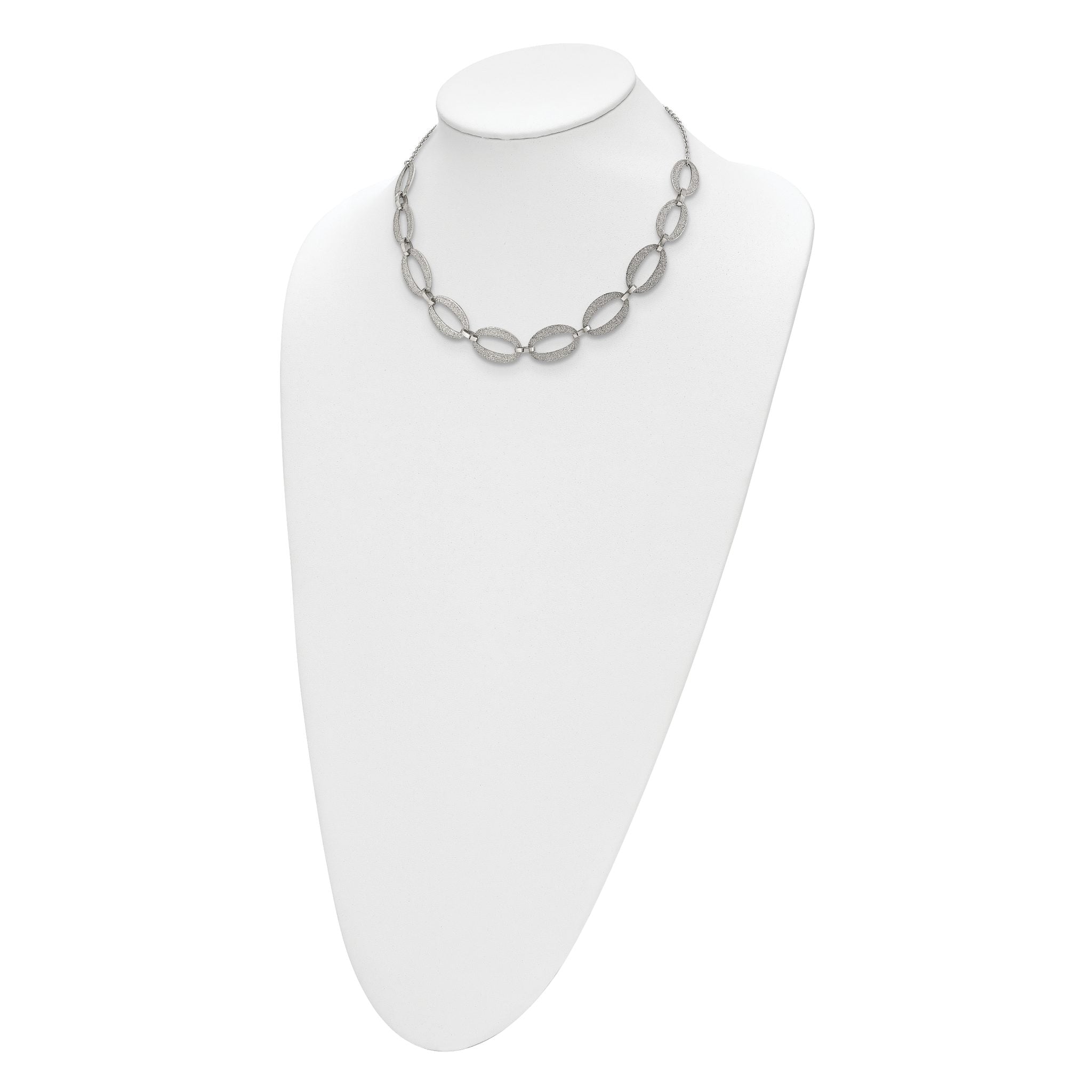 Laser-Cut Polished Necklace in Stainless Steel, 17in