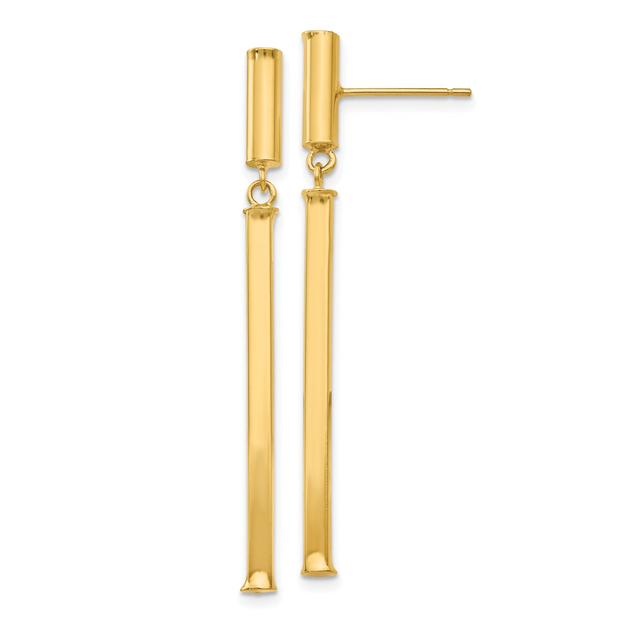 14k Fancy Squared Post Dangle Earrings Main image