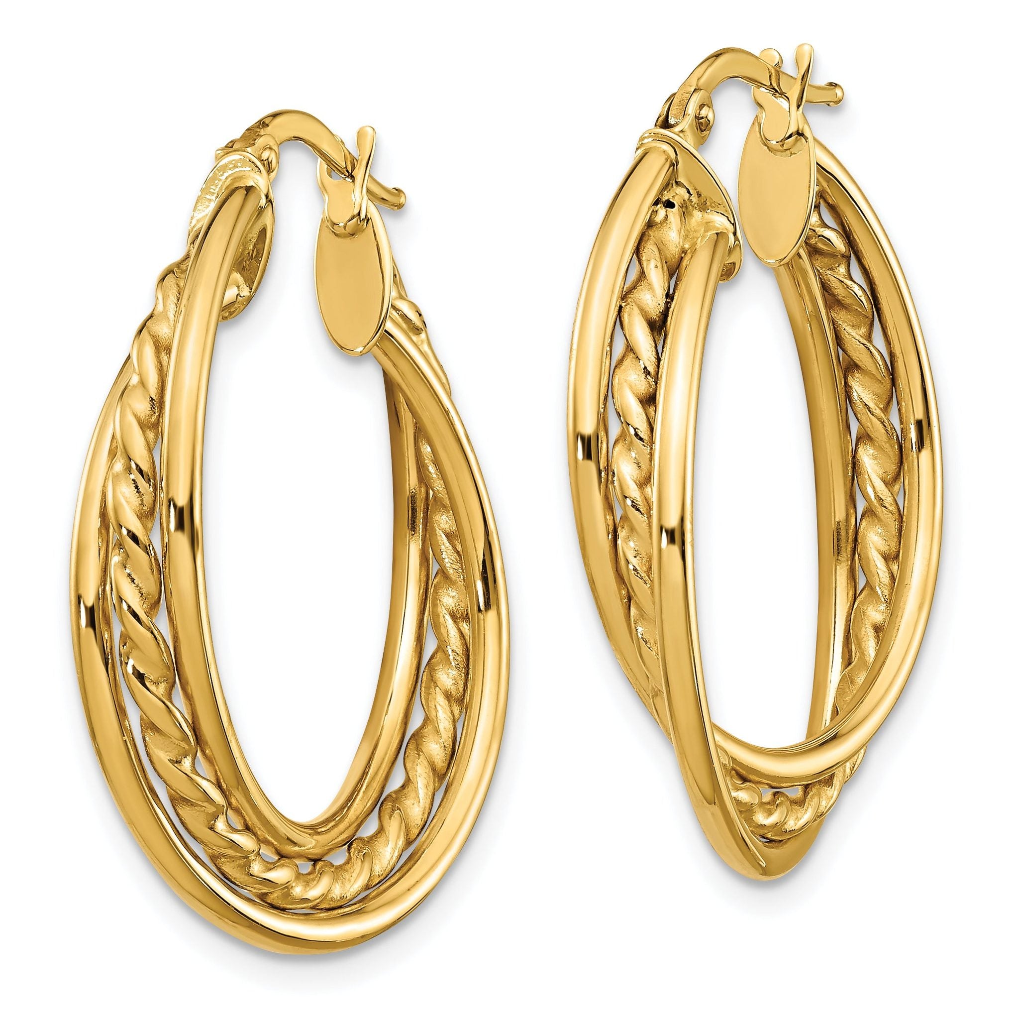 14k Polished Rope Twisted Hoop Earrings Secondary image