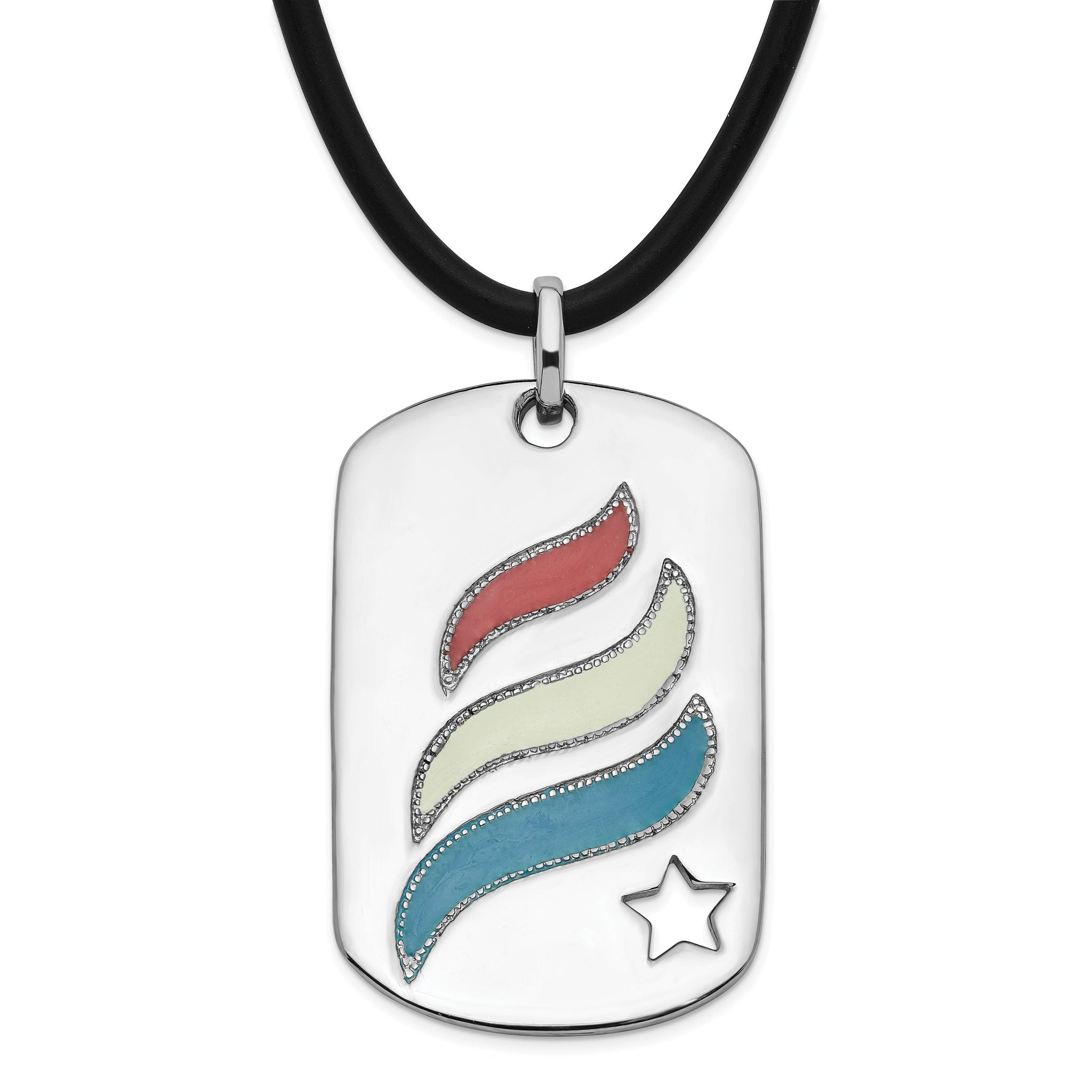 Sophia Jewelers Sterling Silver Enamel Dog Tag Necklace Gift Ready Main image