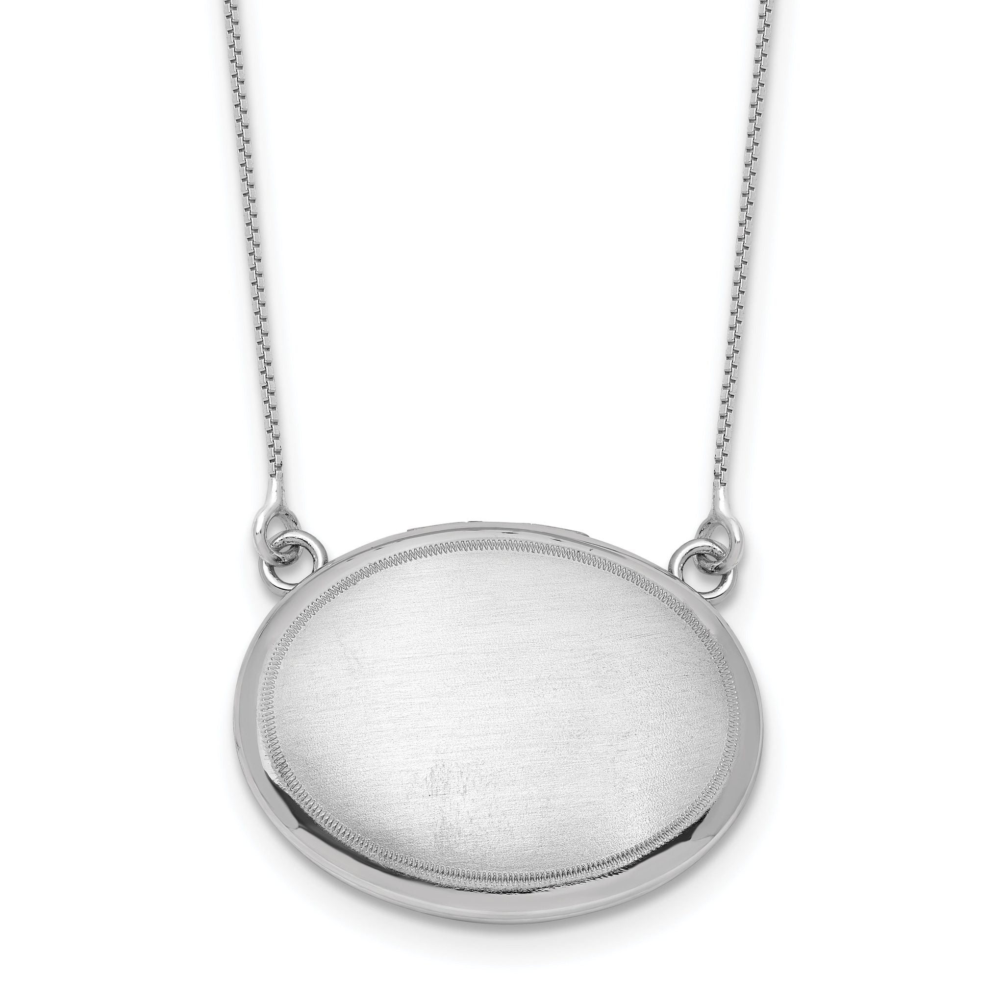 Sterling Silver Rhodium-plated Brushed with Border 18.75 inch with 2 inch extension 20mm Oval Locket Necklace Main image