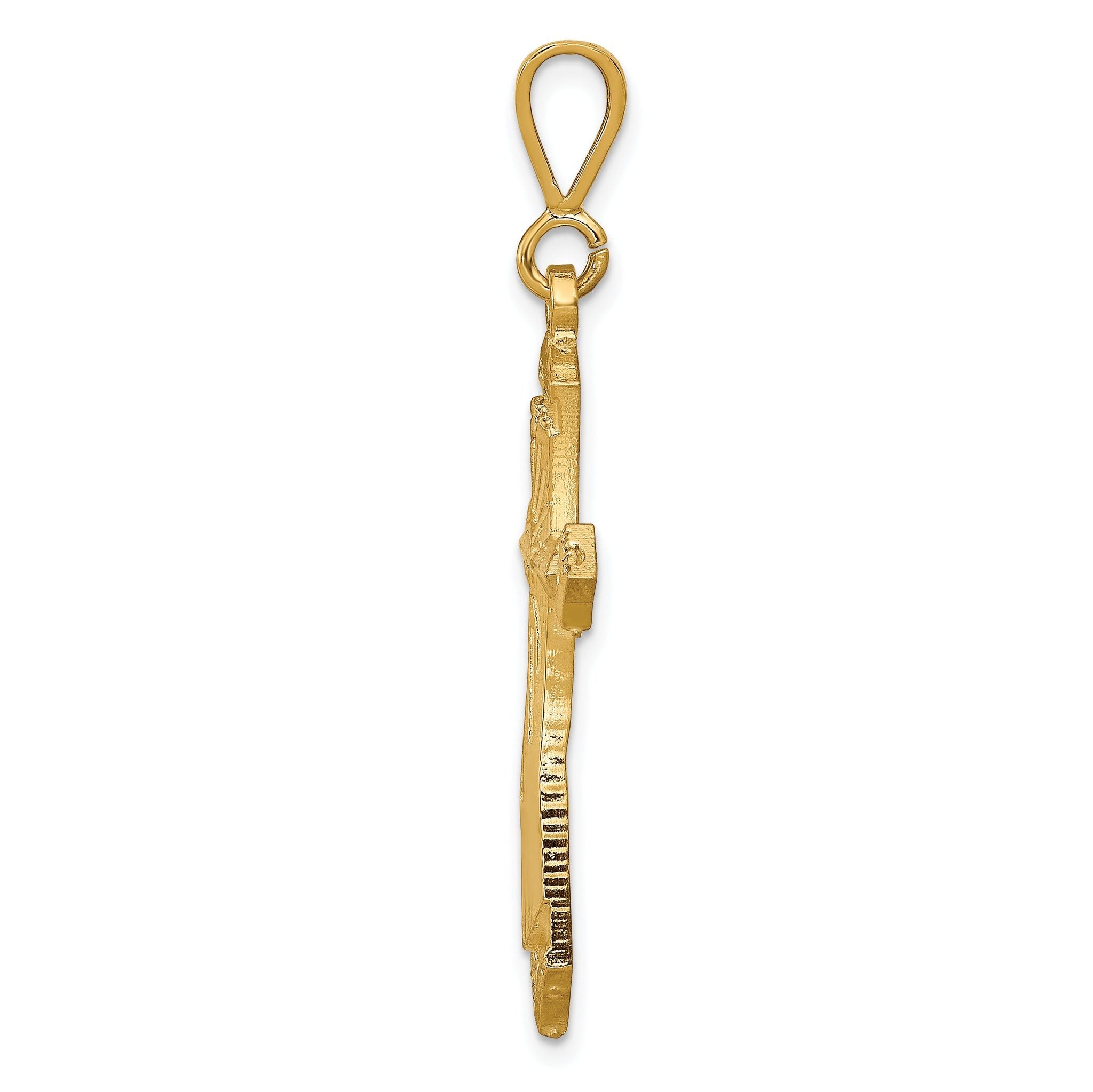10K Solid Gold Polished Cross Charm Pendant 40mm Yellow Gold Secondary image