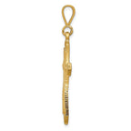 10K Solid Gold Polished Cross Charm Pendant 40mm Yellow Gold