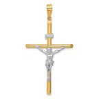 14K Two-Tone Gold Polished Jesus Crucifix Pendant  Elegant, Hollow Design