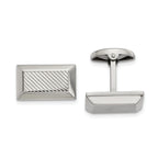 Stainless Steel Polished Textured Rectangle Cuff Links