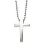 Chisel Stainless Steel Polished Cross Pendant on a 22 inch Ball Chain Necklace