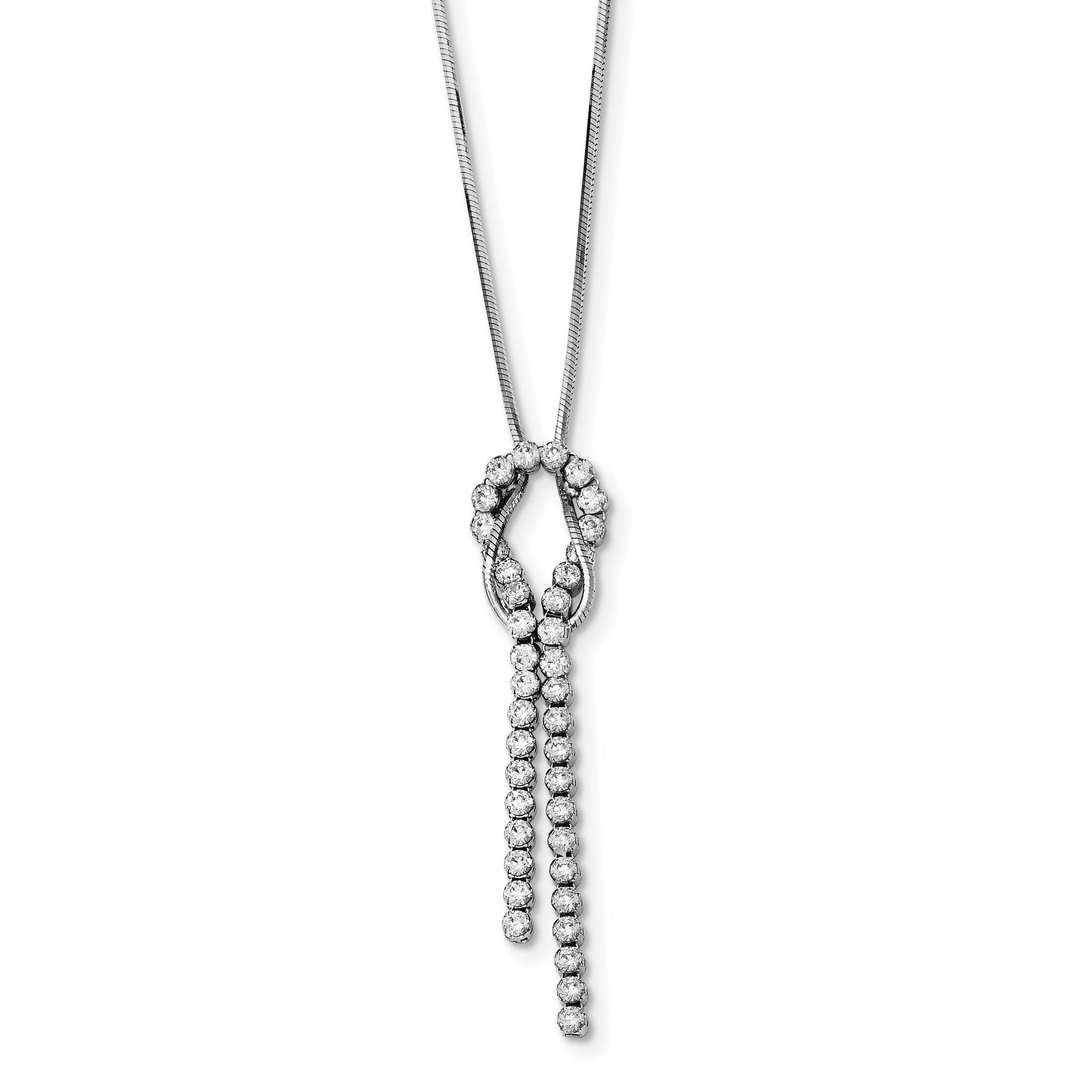 Sterling Silver Rhodium-plated CZ Knotted Snake Chain Necklace Main image