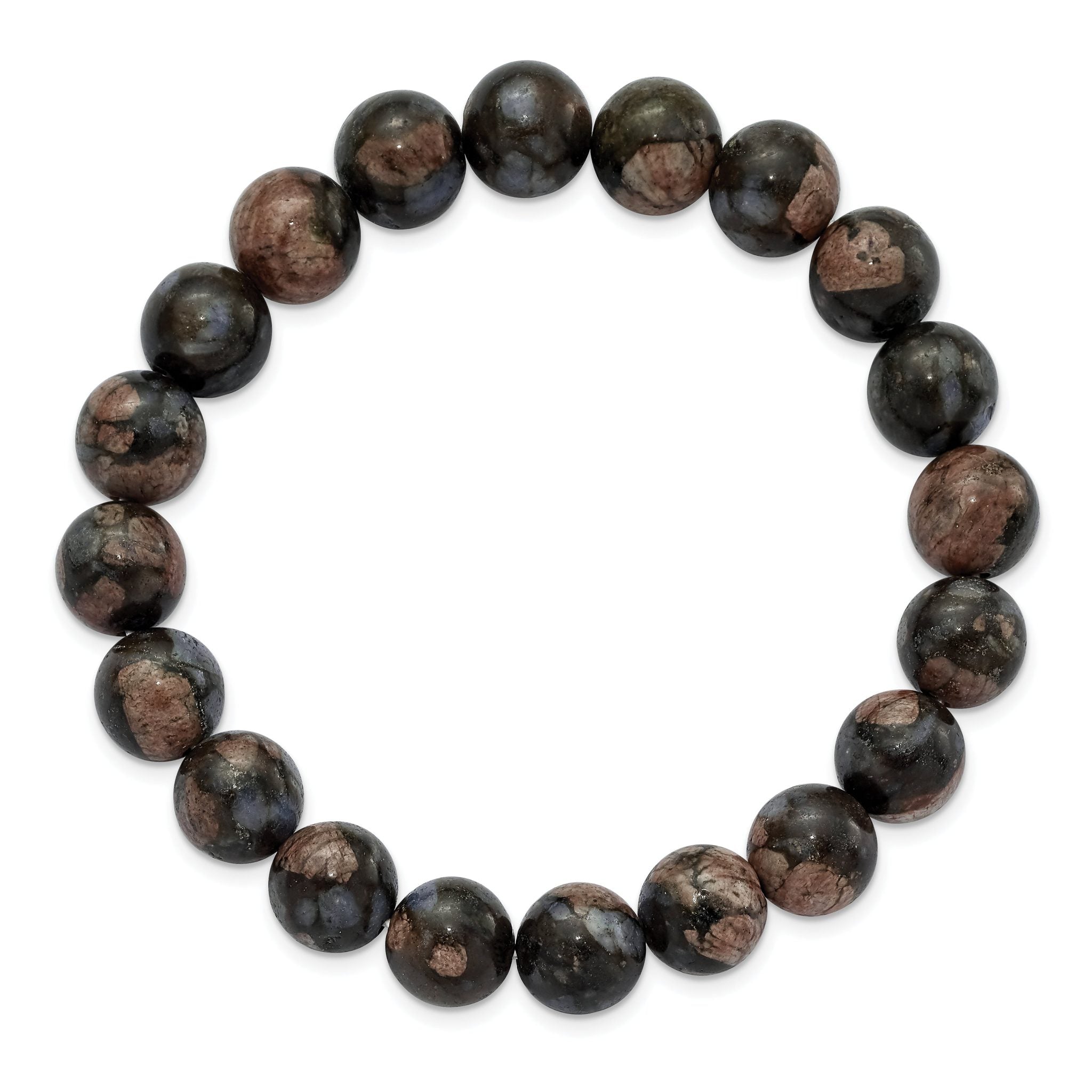 10mm Black and Brown Agate Beaded Stretch Bracelet Secondary image