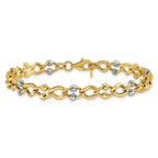 10K Two-tone Polished Fancy Link with Beads Bracelet