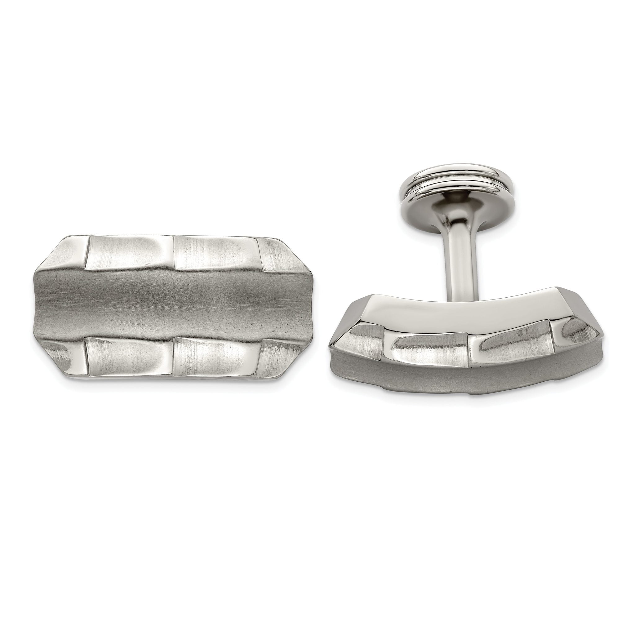 Brushed & Polished Titanium Cuff Links by Edward Mirell