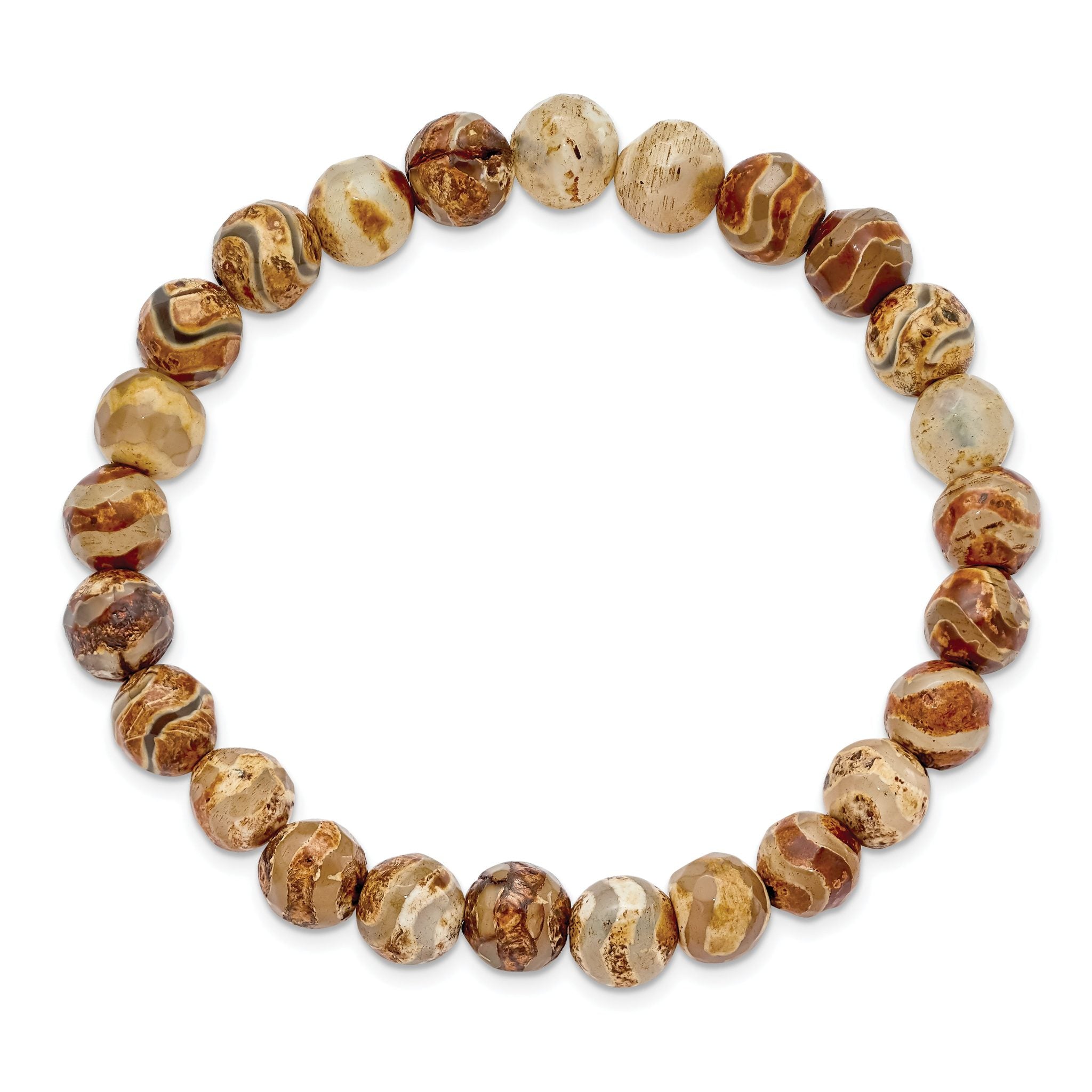 8mm Celestial Pillar Agate Beaded Stretch Bracelet