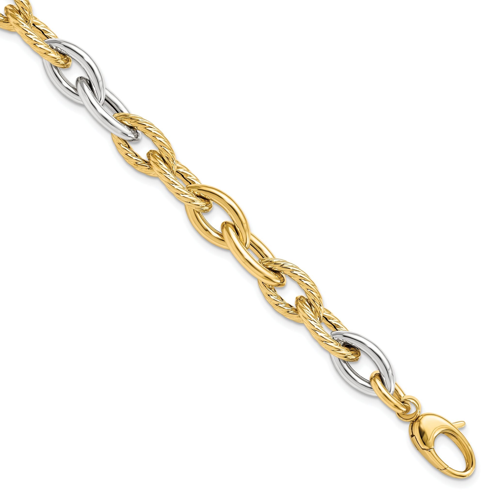 14K Two-tone Polished Fancy Link Bracelet Main image